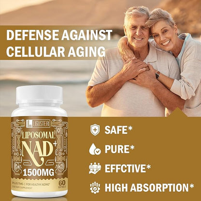 NAD Supplement 1500MG, Liposomal NAD+ Supplement with TMG, 98%+ Absorption, Pure NAD Plus, Non-GMO Aging Defense, Cellular Energy, Heart & Brain Function, Longevity, 360 Softgels