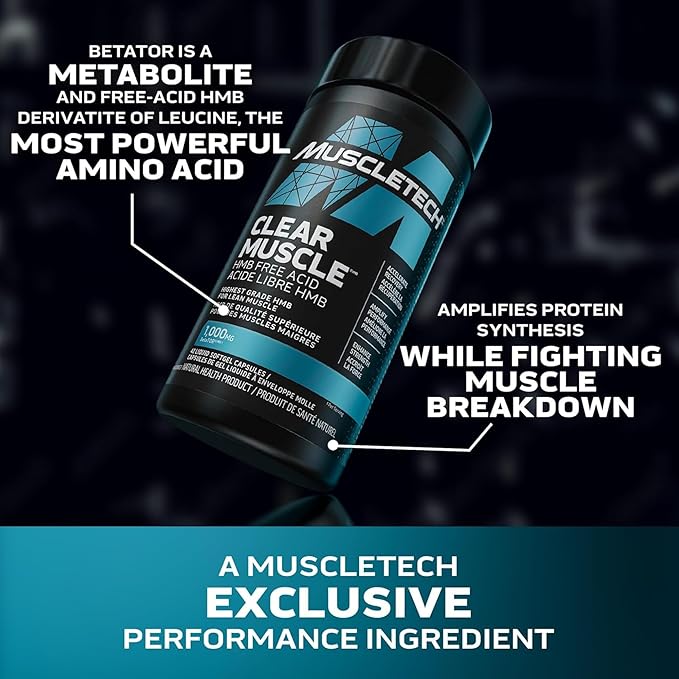 Muscletech HMB Supplements 1000mg, Clear Muscle (42 Liquid Softgels) - Highest Grade HMB for Lean Muscle & Recovery - HMB Free Acid Muscle Supplement - Help Decrease Muscle Breakdown