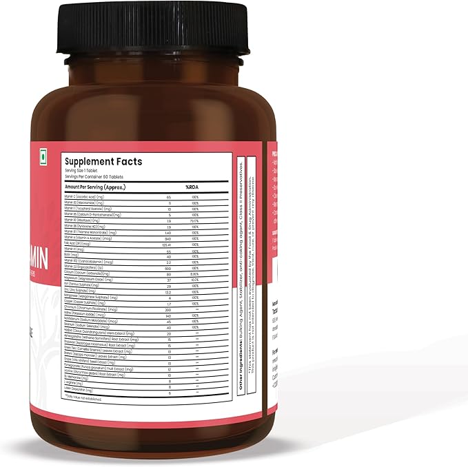 Life Aveda- Daily Multivitamin for Women with Vitamin A, B12, C, D, Calcium and More - 60 Capsules