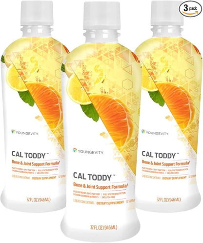 Youngevity Cal Toddy - Calcium (Citrate, Phosphate) Magnesium 1,200mg/600mg - Vitamins D-3, Zinc, Copper, Potassium, Boron and 70+ Trace Mineral Cofactors - Supports Bone Health - 32 Fl Oz (Pack of 3)