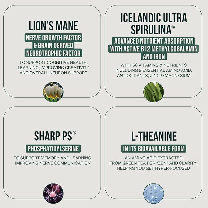 Orlo Focus & Memory Gummies – Nootropic Supplement for Adults with Lion’s Mane, L-Theanine, Phosphatidylserine, Spirulina, Vitamin B6 & B12 Methylcobalamin (60 Gummies)