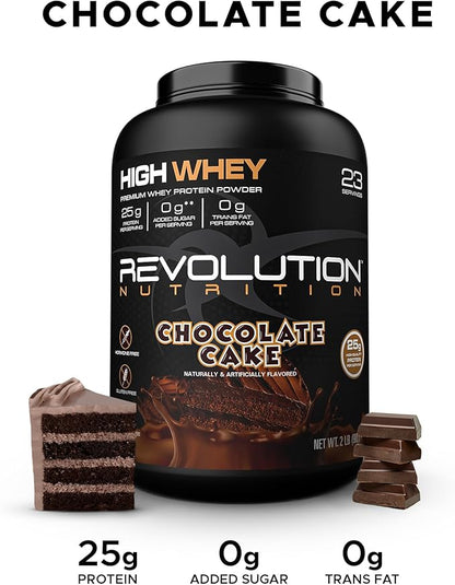 High Whey, Protein Powder, Whey Isolate, Gluten Free, Lean Muscle Mass for Men & Women, 25g of Protein Per Scoop, 908 g, 24 Servings (Chocolate Cake, 2 Pound)