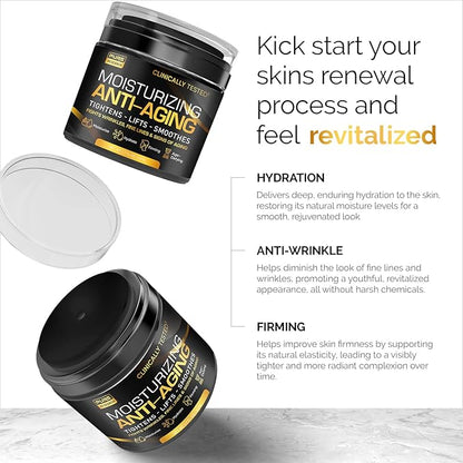 Men's Face Cream Moisturizer - Anti-Aging Cream For Men, Collagen, Retinol & Hyaluronic Acid - Day & Night - Facial Skin Care- Anti Wrinkle 1.7 oz