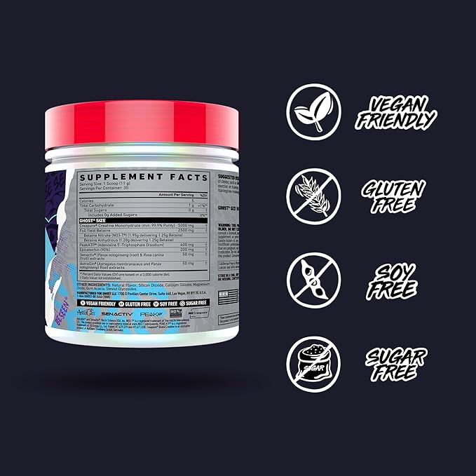 GHOST Size V3 Muscle Builder Dietary Supplement - Natty, 30 Servings – Support Muscle Growth & Strength Building for Men & Women - Creatine & Betaine - Free of Sugar & Gluten