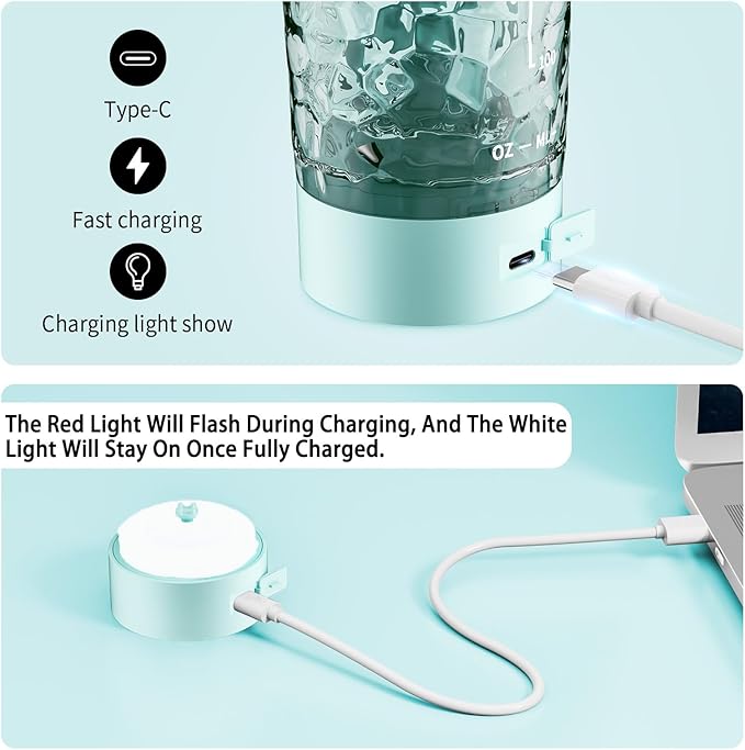 Electric Shaker Bottle, 24oz Lockable Electric Blender Cup, Tritan USB Rechargeable Protein Shake Mixer, Portable Blender Shaker Cups for Protein Shakes, Water Blue