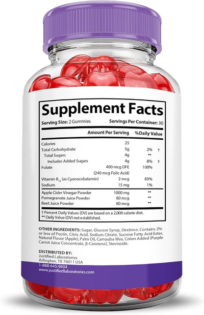 Turbo Ripped Keto ACV Gummies Advanced Formula 1000MG Turbo Ripped Keto Gummies Apple Cider Vinegar Formulated with Pomegranate Beet Juice Powder B12 Vegan Non GMO 60 Gummys