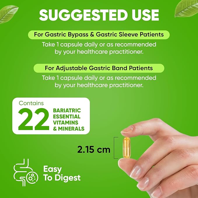 BariSlim Once Daily Bariatric Multivitamin Capsule - 45mg of Iron - Bariatric Vitamin & Supplement for Post Bariatric Surgery Including Gastric Bypass & Gastric Sleeve | 30-Day Supply