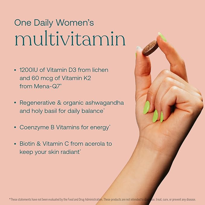 True Grace One Daily Women’s Multivitamin Fermented Minerals, Organic Adaptogens & Mushrooms Whole Body Balance, Immune, Energy, Beauty Support - Non-GMO, Gluten Free, Soy Free - 90 Vegan Tablets