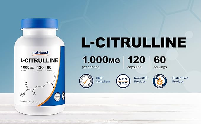 Nutricost L-Citrulline 500mg, 120 Capsules - Gluten Free, Non-GMO, 1000mg Per Serving (60 Serv)
