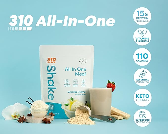 310 Nutrition – All-In-One Meal Replacement Shake - New Formula with Fiber Rich Vegan Superfood Blend - Natural Sweeteners - Low Carb Shake, Keto & Paleo Friendly - Gluten Free - 26 Essential Vitamins & Minerals - Triple Flavor Pack