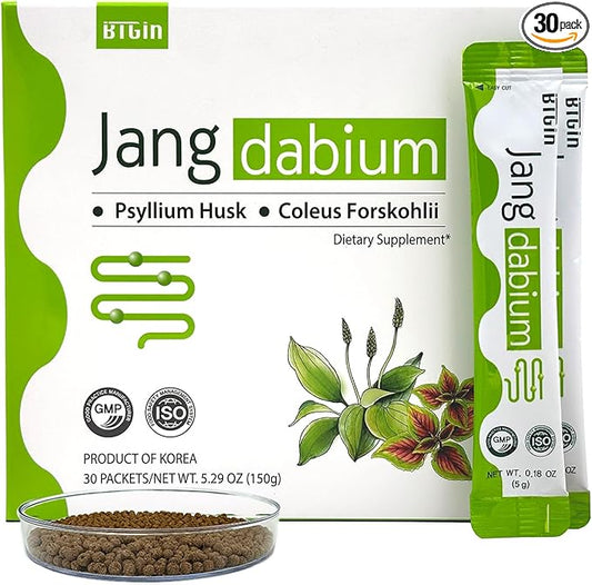 Psyllium Husk Fiber,Coleus Forskohlii,Fish Collagen Supplement for Digestive Health, Weight Management Colon Cleanse, Jangdabium 30 Packets