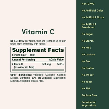 Nature’s Bounty Vitamin C, Supports a Healthy Immune System, Vitamin Supplement, 500mg, 250 Tablets