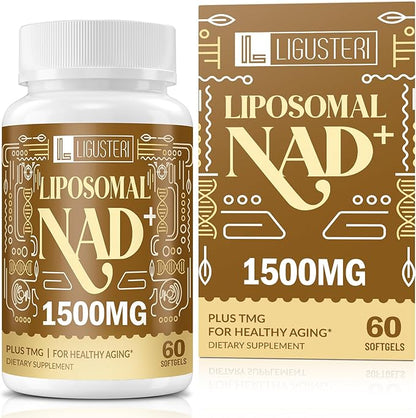 NAD Supplement 1500MG, Liposomal NAD+ Supplement with TMG, 98%+ Absorption, Pure NAD Plus, Non-GMO Aging Defense, Cellular Energy, Heart & Brain Function, Longevity, 60 Softgels