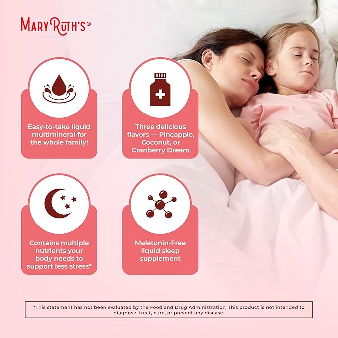MaryRuth Organics Liquid Nighttime Multimineral Sleep Supplement | Sugar Free | Calm Magnesium Citrate | NO Melatonin | Calcium Magnesium Zinc | Available in 4 Flavors | Gluten Free | 32 Servings