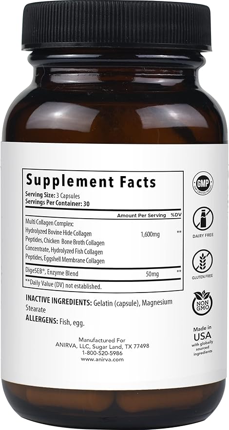 Multi Collagen Complex - Type I, II, III, V, X - Collagen Supplement for Anti-Aging, Healthy Joints, Hair, Skin and Nails