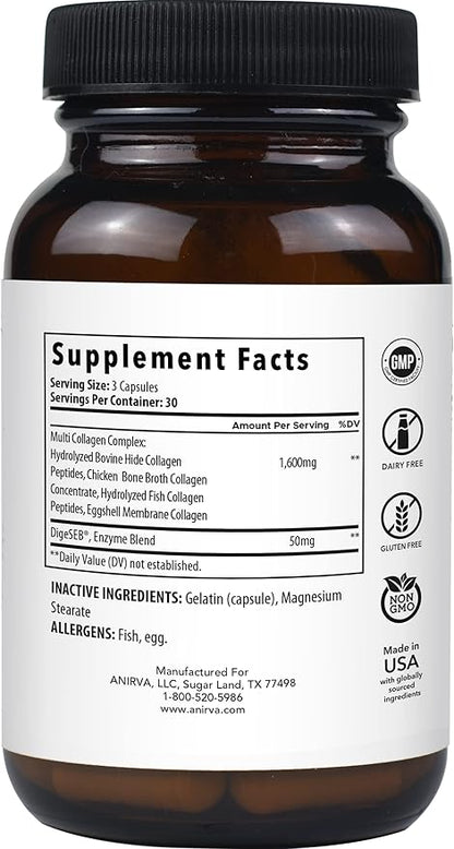 Multi Collagen Complex - Type I, II, III, V, X - Collagen Supplement for Anti-Aging, Healthy Joints, Hair, Skin and Nails