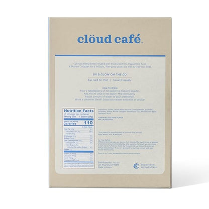 Collagen Infused Vanilla Latte Instant Coffee Packets - Hyalruonic Acid, Multivitamin Powder, & Marine Collagen Single Serve Instant Coffee (10 Sachets)