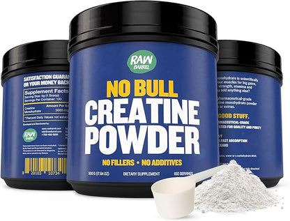 “No Bull” Creatine Powder, Bulk Supplements Creatine Monohydrate for Faster Recovery, Increased Muscle Volume, Strength & Power, Micronized Creatine for Men & Creatine for Women, 500g