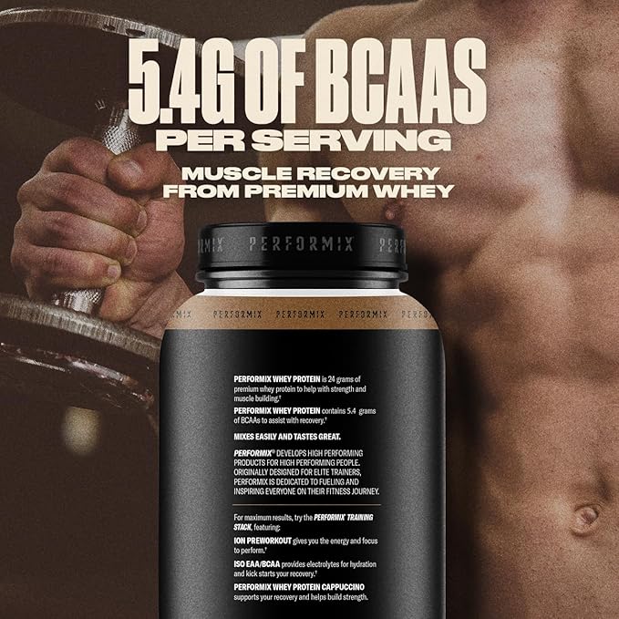 PERFORMIX - Whey Protein Isolate Blend - 24g of Protein - 5.4g of BCAAs - 110 Calories - Muscle Building & Post Workout Recovery - 100% Whey Protein Powder - 1.98 lbs - 30 Servings - Cappuccino