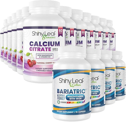 Bariatric Multivitamin with Iron Once-a-Day and Cherry Chewable Calcium Citrate for Post Bariatric Surgery Including Gastric Bypass and Sleeve (1 Year)