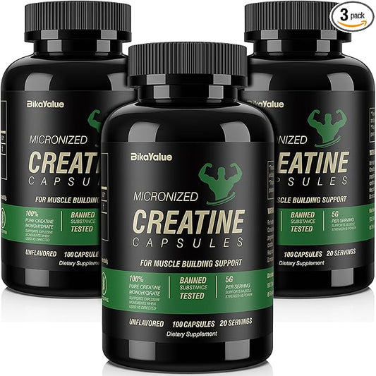Micronized Creatine Monohydrate Capsules, Creatine Capsules Supplement for Muscle, Strength, Performance, Energy, Recovery, Gluten Free Creatine for Women and Men, 300Capsules (60 Servings)