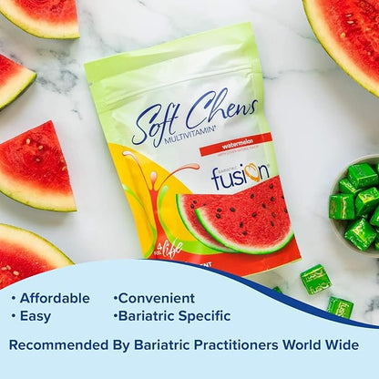 Bariatric Fusion Bariatric Multivitamin Soft Chew | Watermelon Fruit Flavor | Chewy for Post Bariatric Surgery Patients Including Gastric Bypass and Sleeve Gastrectomy | 60 Count | 1 Month Supply