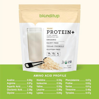 Blenditup Protein + Smoothie Mix Organic (24oz.) 100% Vegan, Gluten Free