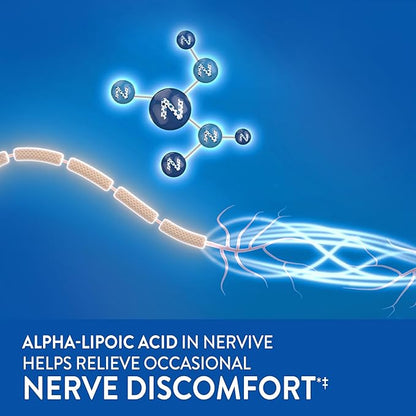 Nervive Nerve Relief, with Alpha Lipoic Acid, to help Reduce Occasional Nerve Discomfort in as Little as 7 Days, ALA, Vitamins B12, B6, & B1, Turmeric, Ginger, 30 Tablets (Packaging May Vary)