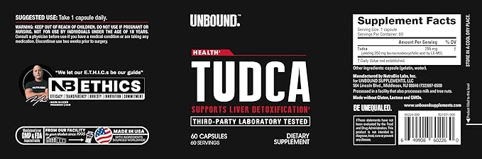Unbound by NutraBio - Tudca Supplement, 60 Capsules – May Help Support Liver Health, Detoxification, and Overall Wellness