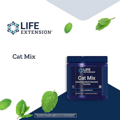 Life Extension Cat Mix – For Heart, Kidney & Pancreatic Function + Gut Health –with Vitamins & Essential Nutrients - Formula For Kitty - Gluten-Free, Non-GMO – Net Wt.100 Grams (85 Servings)