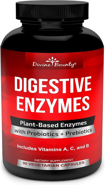 Digestive Enzymes with Probiotics & Prebiotics - Digestive Enzyme Supplements w Lipase, Amylase, Bromelain - Support a Healthy Digestive Tract for Men and Women – 90 Vegetarian Capsules