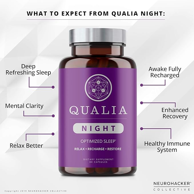 NEUROHACKER COLLECTIVE Qualia Night Sleep Aid | Non-Habit Forming | Science-Backed Supplement for Deep Refreshing Sleep | Melatonin-Free, Vegan, Non-GMO, Gluten-Free 80 Count | (1 Month Supply)