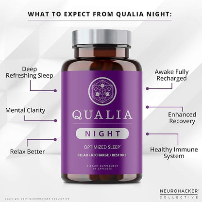 NEUROHACKER COLLECTIVE Qualia Night Sleep Aid | Non-Habit Forming | Science-Backed Supplement for Deep Refreshing Sleep | Melatonin-Free, Vegan, Non-GMO, Gluten-Free 80 Count | (1 Month Supply)