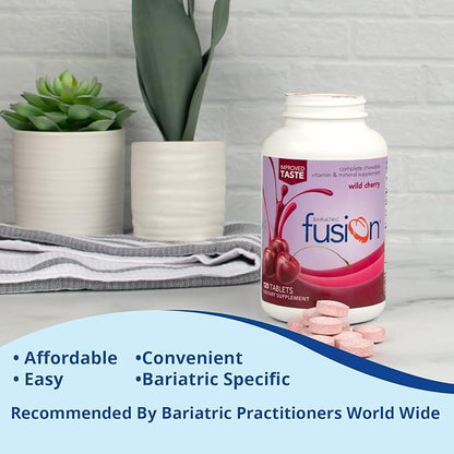 Bariatric Fusion Wild Cherry Complete Chewable Bariatric Multivitamin with Iron for Bariatric Surgery Patients Including Gastric Bypass and Sleeve Gastrectomy - 120 Tablets