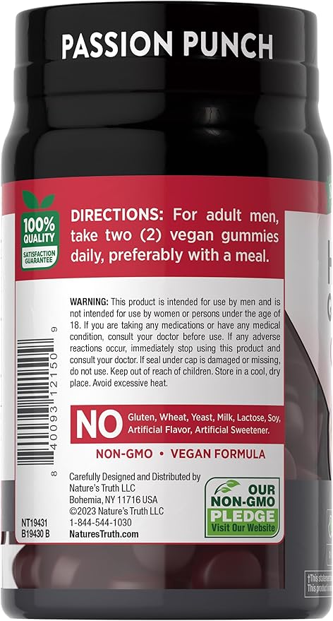Nature's Truth Horny Goat Weed Gummies | 60 Count | with Maca Root | Vegan, Non-GMO & Gluten Free Supplement for Men | Passion Punch Flavor