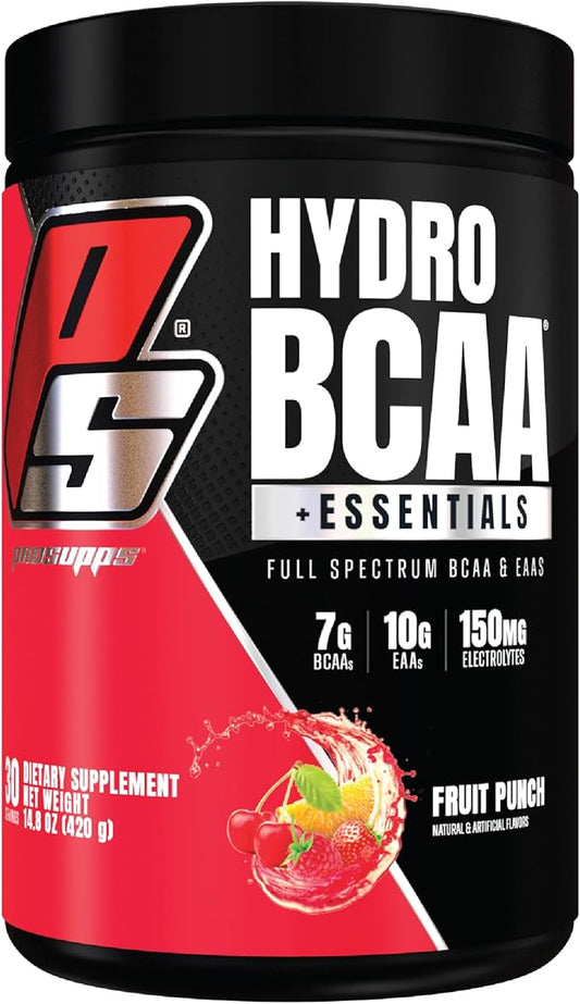ProSupps HydroBCAA BCAA/EAA Full Spectrum Matrix, 7g BCAAs, 3g EAAs, 0g Sugar, 0g Carbs, (30 Servings, Fruit Punch Flavor)