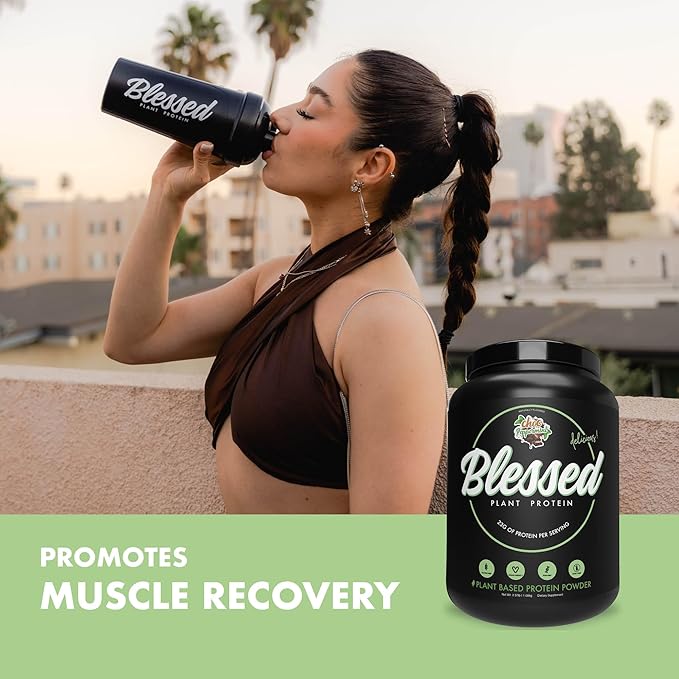 BLESSED Vegan Protein Powder - Plant Based Protein Shake Meal Replacement Powder - 23g of Pea Protein Powder for Women & Men, Dairy Free, Gluten Free, No Sugar Added, 30 Servings (Choc Peppermint)
