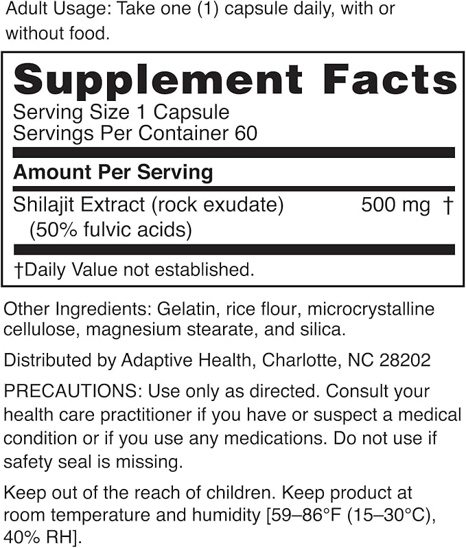 Nugenix Essentials Shilajit Capsules Supplement - 500mg, Standardized to 50% Fulvic Acids, Himalayan, Pure Shilajit for Men, 60 Capsules