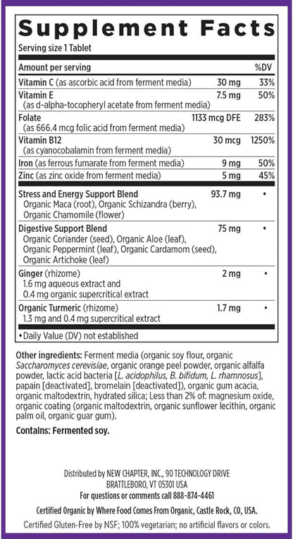 New Chapter Iron Supplement, Whole-Food Fermented Iron Complex Made with Organic Vegetables & Herbs + One Daily Non-Constipating Dose- 60ct, 2 Month Supply