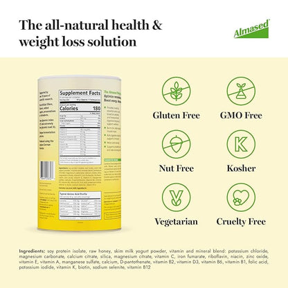 Almased Protein Powder for Weight Loss Kit for Men & Women, Natural Meal Replacement Shake for Weight Loss, Supplement, 27 Grams of Protein Per Serving (Original Flavor, 3 Cans @ 17.6 oz ea + Scoop)