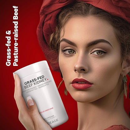 Codeage Grass Fed Beef Kidney Supplement - Freeze Dried, Non-Defatted, Desiccated Beef Kidney Glandulars Nutrition Bovine Pills – Pasture Raised Beef Vitamins for Kidney - Non-GMO -180 Capsules