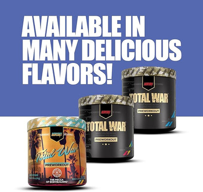 REDCON1 Total War Pre Workout Powder, Blue Raspberry - Beta Alanine + Citrulline Malate Keto Friendly Preworkout for Men & Women with 320mg of Caffeine - Fast Acting (30 Servings)