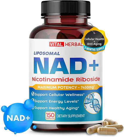 Liposomal NAD+ Nicotinamide Riboside NR with Trans-Resveratrol Quercetin Bilberry Green Tea - Maximum Potency- Support Healthy Aging - Made in The USA