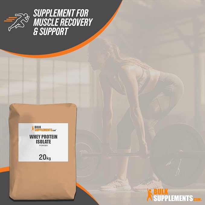 BulkSupplements.com Whey Protein Isolate Powder - Unflavored Protein Powder, Flavorless Protein Powder, Whey Isolate Protein Powder - Gluten Free, 30g per Serving, Bulk Protein, 20kg (44 lbs)