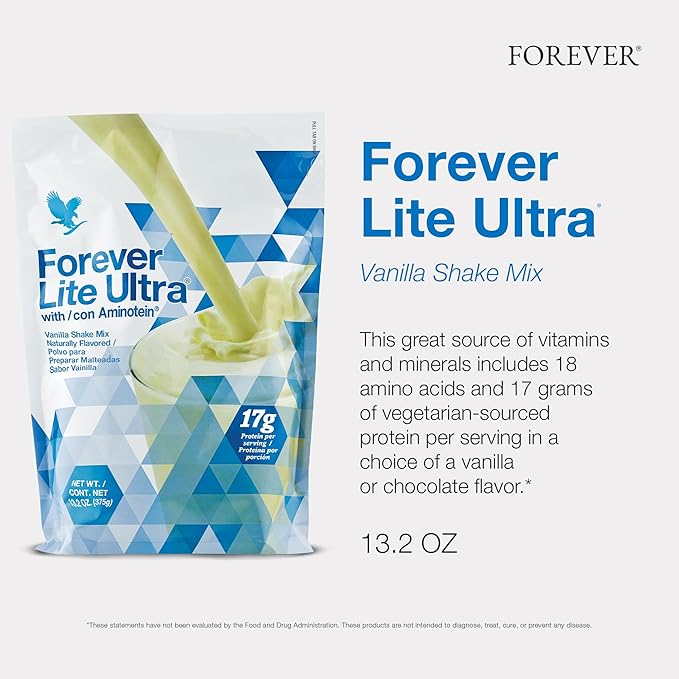 Forever Living - Forever Lite Ultra Vanilla Protein Shake Mix with Aminotein - Low Carb Drink for Lean Muscle Mass & Weight Management - 13.2 oz
