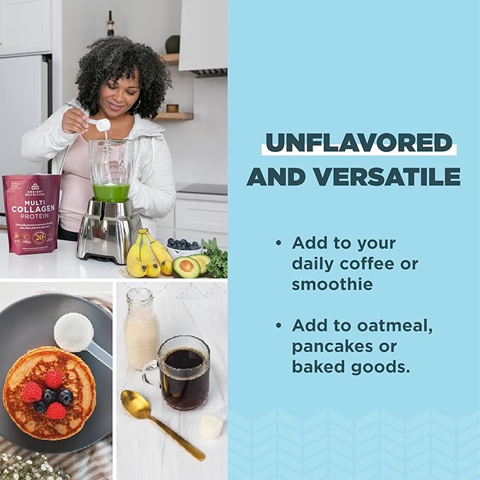 Ancient Nutrition Collagen Powder Protein with Probiotics, Unflavored Multi Collagen Protein with Vitamin C, 100 Servings, Hydrolyzed Collagen Peptides Supports Skin and Nails, Gut Health, 35.6 oz