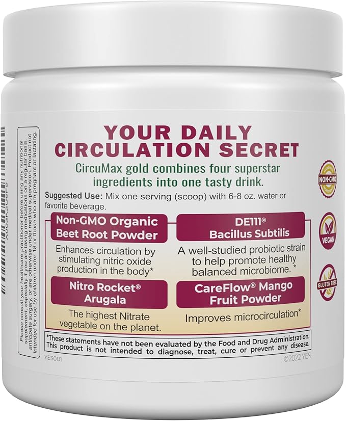 IVL - CircuMax Gold - Nitric Oxide Supplement Powder Boost - Organic Beets - Beetroot Powder Supplement - Careflow Mango Powder and Nitro Rocket - Workout Energy Level (6.70 oz - 30 Servings)