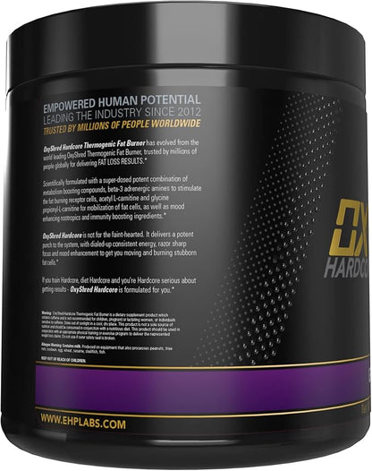 EHP Labs OxyShred Hardcore Super Dosed Pre Workout Powder - Preworkout Powder with L Glutamine & Acetyl L Carnitine, Energy Boost Drink - 275mg of Caffeine - Grape Bubblegum, 40 Servings