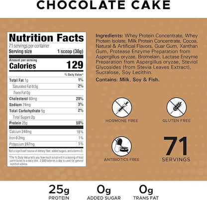 High Whey, Protein Powder, Whey Isolate, Gluten Free, Lean Muscle Mass for Men & Women, 25g of Protein Per Scoop, 2.7kg, 73 Servings (Chocolate Cake, 6 Pound)