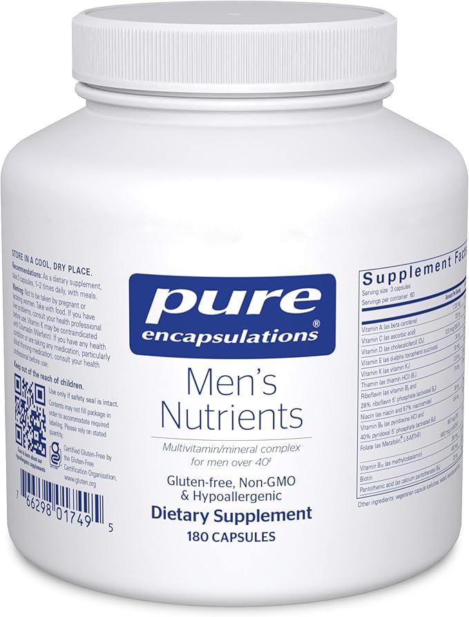 Pure Encapsulations Men's Nutrients - Multivitamin Mineral Supplement to Support Energy, Endurance & Stamina in Men Over 40* - with Vitamin D, Vitamin C & Trace Minerals - 180 Capsules
